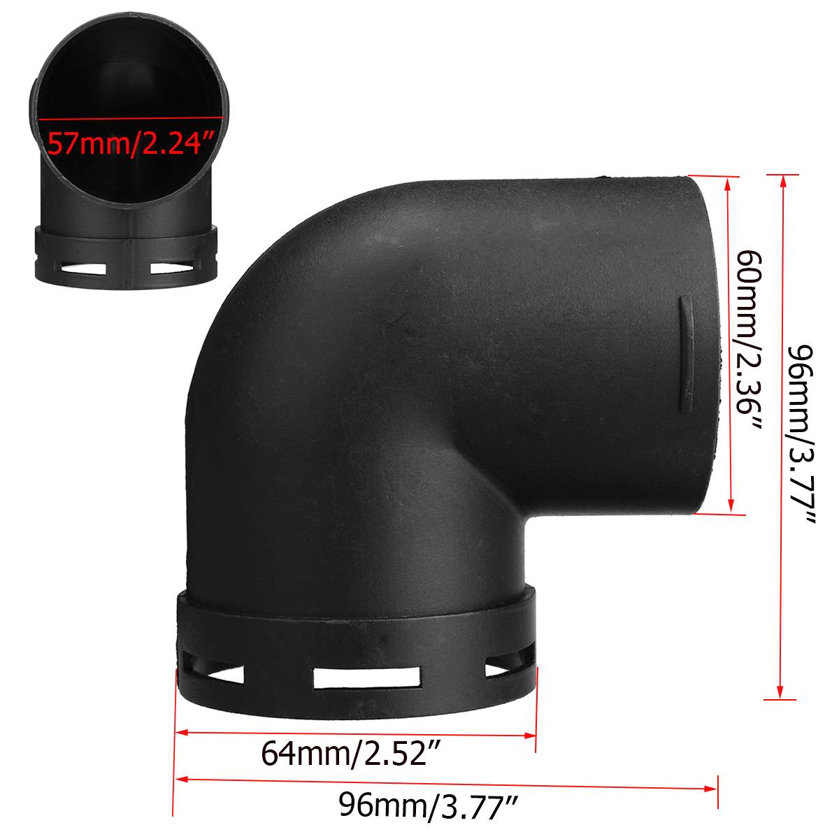 60Mm Auto Diesel Standkachel Warme Luchtkanalen Pijp Elleboog Outlet Connector Luchtkanalen Pijp Elleboog Outlet