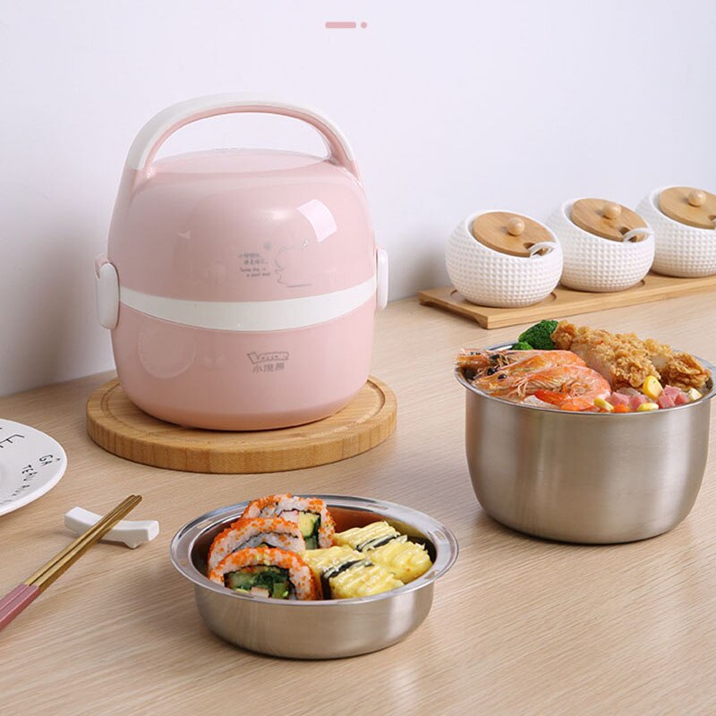 220V 1.3L Koken Elektrische Lunchbox Dubbele Rvs Liner Verwarming Lunchbox Rijst Stomen Rijstkoker