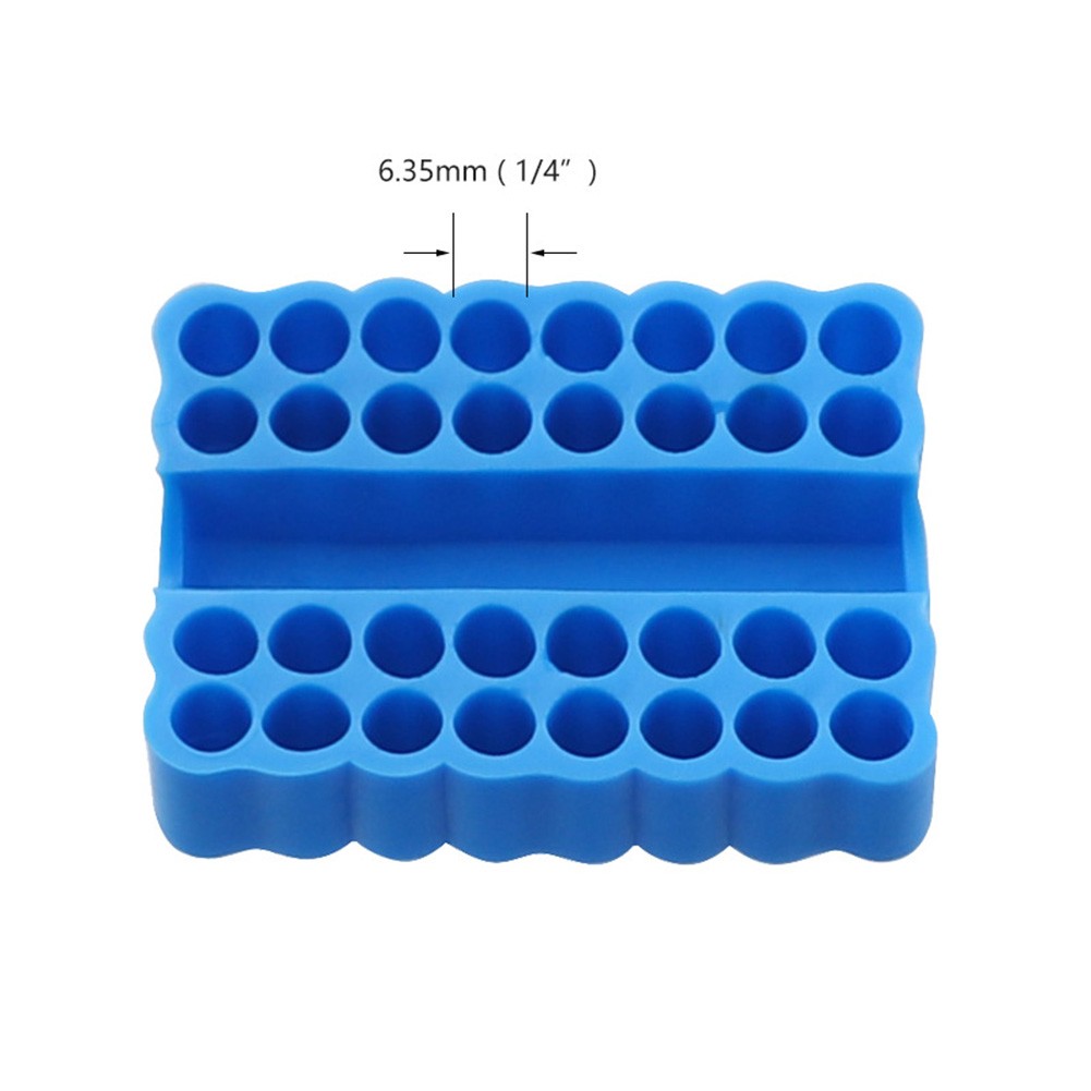 64x48x15mm Houder Schroef Bits Blauw Flexibele Hex Plastic Schroevendraaier Opbergdoos 32 Gaten Mooie