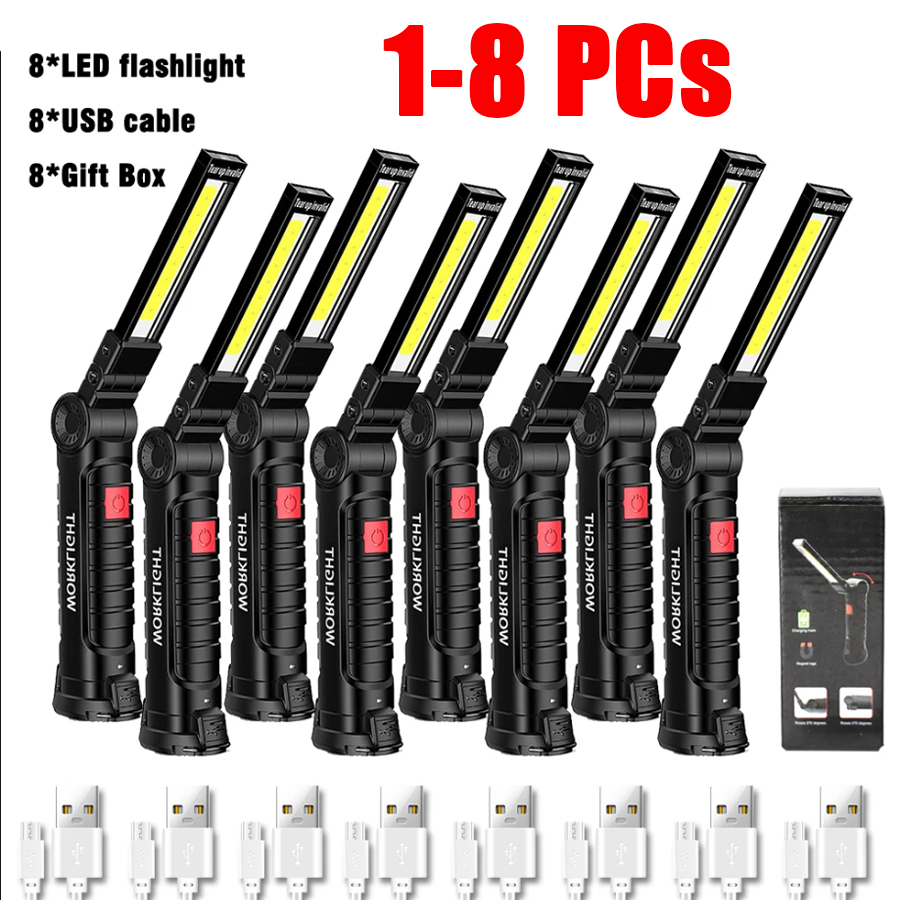 COB LED opvouwbare zaklamp Ingebouwde batterij USB oplaadbare magnetische zaklamp 5 verlichtingsmodi Hanglamp voor campinglantaarn