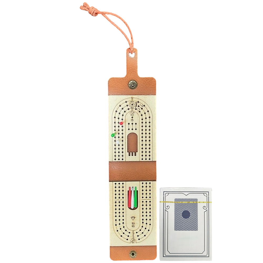 Cribbage Board Game Set with 6 Pegs and Deck of Playing Cards 2-4 Player Games Classic Tabletop Game Portable Card Board Game