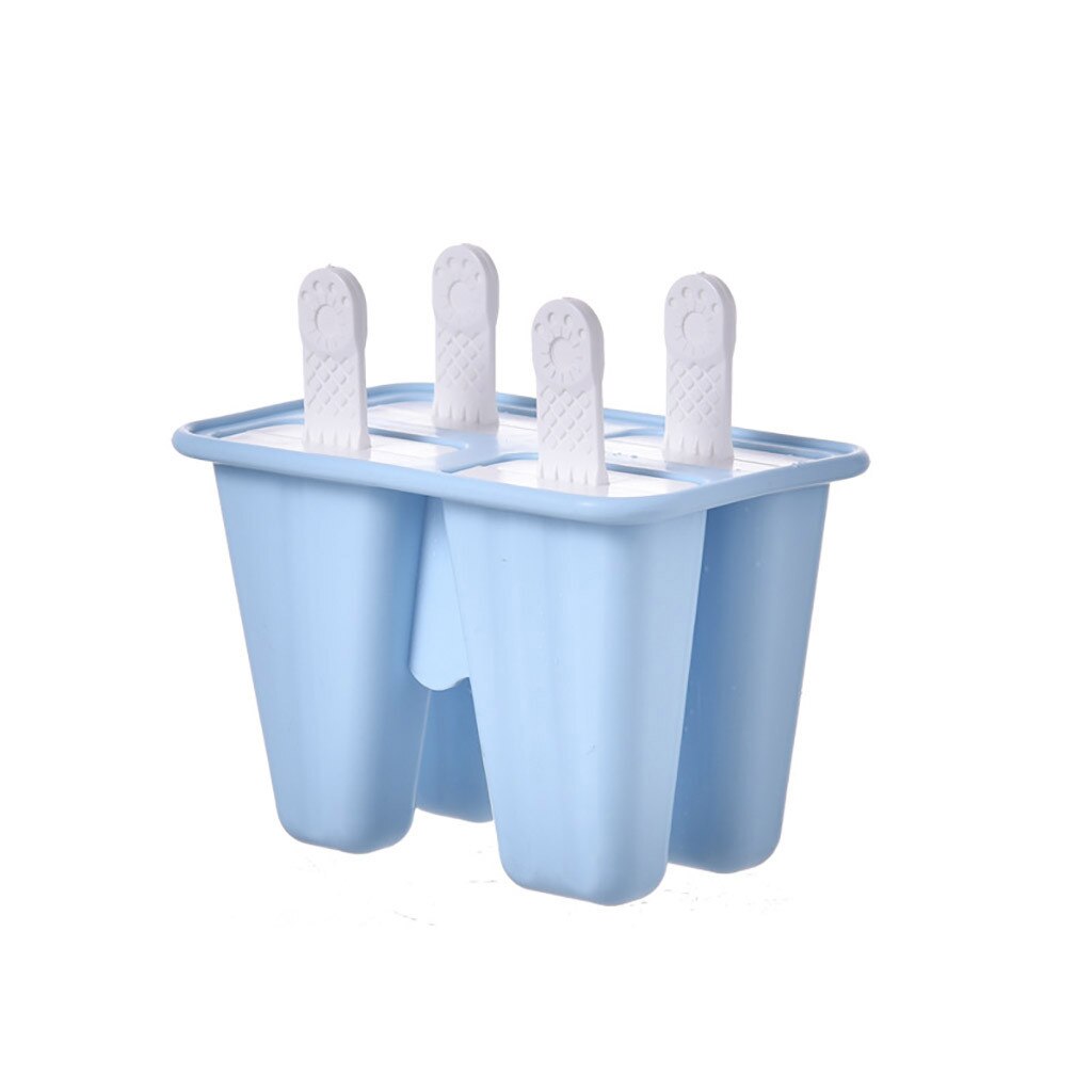 Diy Homemade Ice Cream Mold 4 Cells Ice Cube Molds Summer Popsicle Maker Platsic Kitchen Tools Classic Color Lolly Mould #YJ: BU