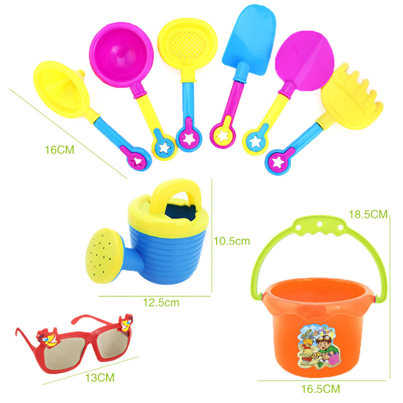 Couleur aléatoire 9 pièces enfants sable plage jouets château seau pelle pelle râteau eau outils ensemble pour enfants jouets bon aux enfants