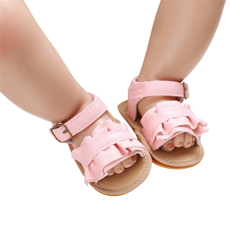 Baby 2020 trend baby meisjes zomer sandalen pu leer ruches zachte zool antislip stijlvolle strand casual schoenen schoeisel