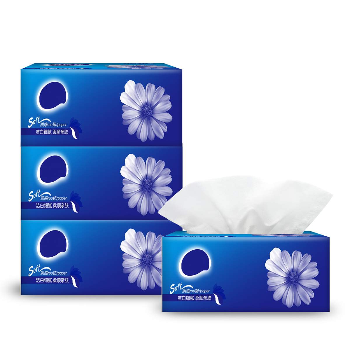 (300pcs/pack) 4 Packs Hand Clean Toilet Tissue Solid Paper Napkin Serviettes 3 Ply Paper Tissues Soft Strong