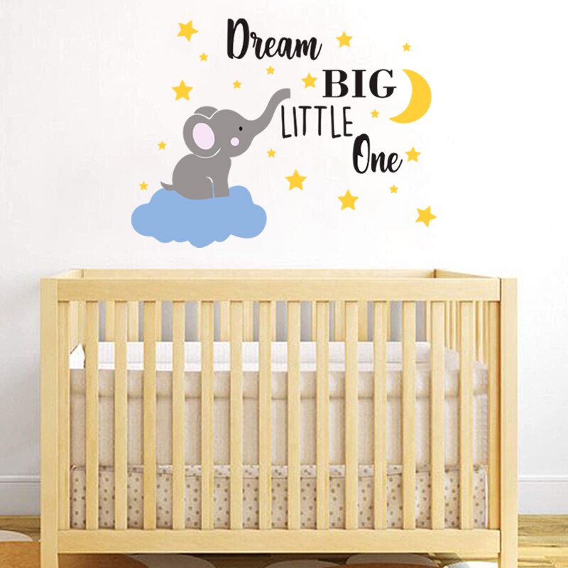 Conisi Sweet Cartoon Cute Elephant Wall Decal Baby Elephant Wall Sticker Vinyl for Children Baby Kids Bedroom Nursery Decor