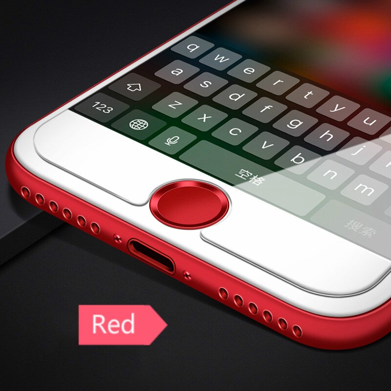 Ren farge universell telefon fingeravtrykk hjemmeknapp til iphone 7 6 6s Plus 5 5s se ipad anti-svette beskyttende knapp klistremerke: Rød