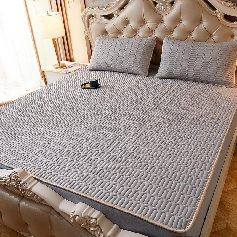 Flowers Latex Summer Mat Kit Cooling Feel Bed Pad and Pillowcase Cold Sleeping Bed Mat for Summer Breathable Folding Cool Mat: Queen / Orange