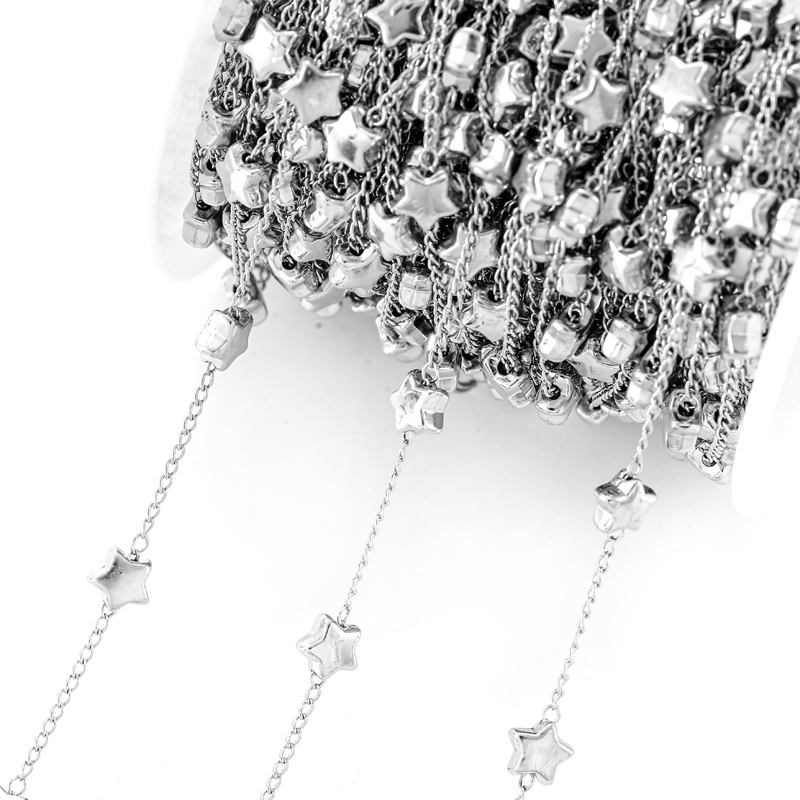 1-metrowy łańcuszek 6 mm CCB Heart Star Bead Miedziany łańcuszek do bransoletki Naszyjnik Okulary Łańcuchy antypoślizgowe DIY Ręcznie robiona biżuteria Y24