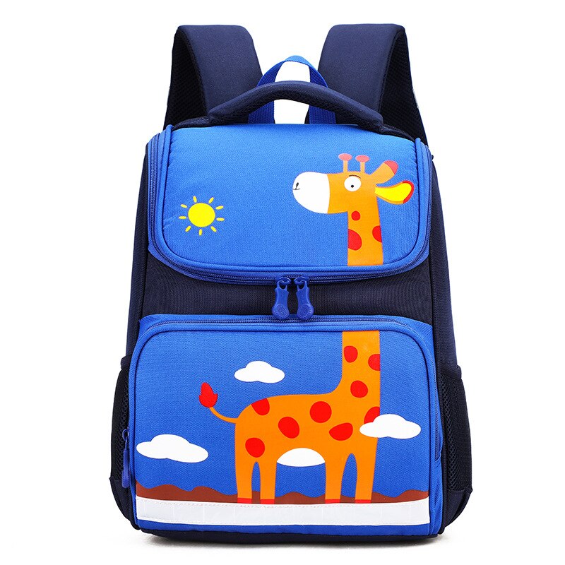 Primary Children Unicorn Backpack Dinosaur School Bag Kid Cute 3D Cartoon Orthopedic Satchel for Girl Mochila Infantil Escolares: Blue giraffe