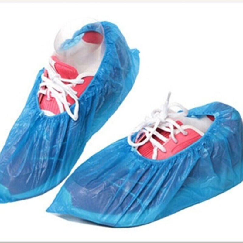 100 Disposable Shoe Cover Overshoes Blue Anti Slip Plastic Cleaning Boot Safety Rain Covers