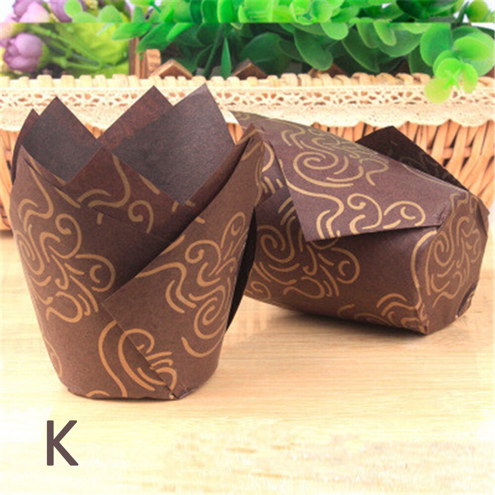 Cake Mold Muffin Cupcake Paper Cups Tulip Cup Cakes Paper Cases Oilproof Cupcake Liner Wrapper Baking Cups Holders 50pcs/pack: K