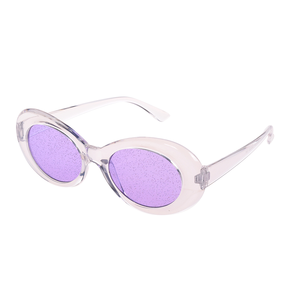 Ovale briller slik farve solbriller kvinder solbriller linse legeret solbriller kvindelige brille stel driver briller glitter: Lilla gennemsigtig
