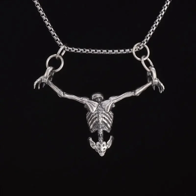 Colgante de calavera de cautiverio Chapado en plata, collar de motociclista Punk Rock para hombre, accesorio de joyería gótica de Halloween