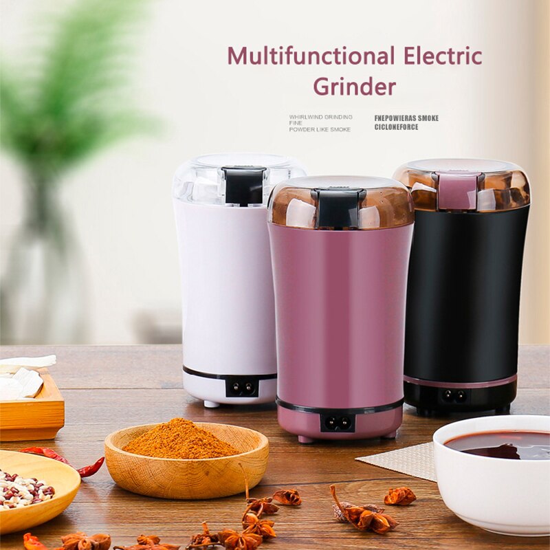 Mini Kitchen Electric Coffee Bean Grinder Grains Nuts Spices Grinding Machine Multifunctional Home Stainless Steel Coffe Grinder