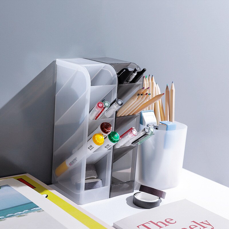 Jo life kontor gjennomsiktig plast penneholder hjemme desktop dekorasjon multifunksjonell beholder oppbevaringsboks