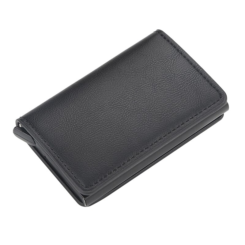 Aluminium Metal Credit Business Mini Card Wallet 2022 Man Vrouwen Smart Wallet Visitekaarthouder Rfid Portemonnee: Black