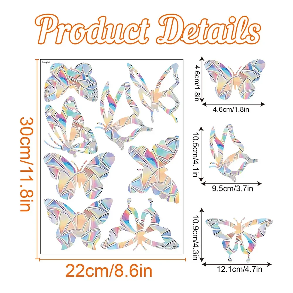 Sunshine Catcher Colorful Window Stickers Rainbow Prism Butterfly Electrostatic Glass Stickers PVC Anti-collision Window Sticker: Red