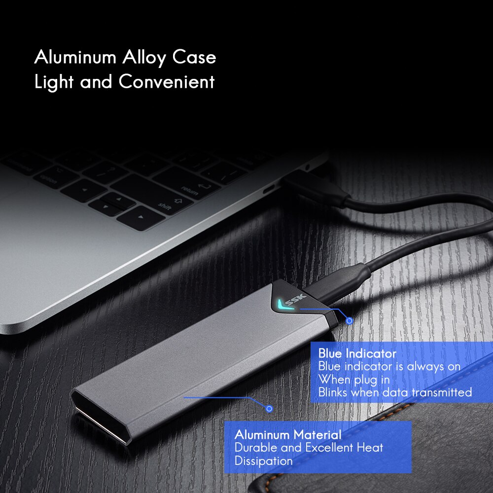 Custodia per disco rigido Mobile tipo C SSD M.2 SSD in lega di alluminio SSK M.2(NGFF) interfaccia SATA NVMe SSD 2242/2260/2280 custodia per HDD