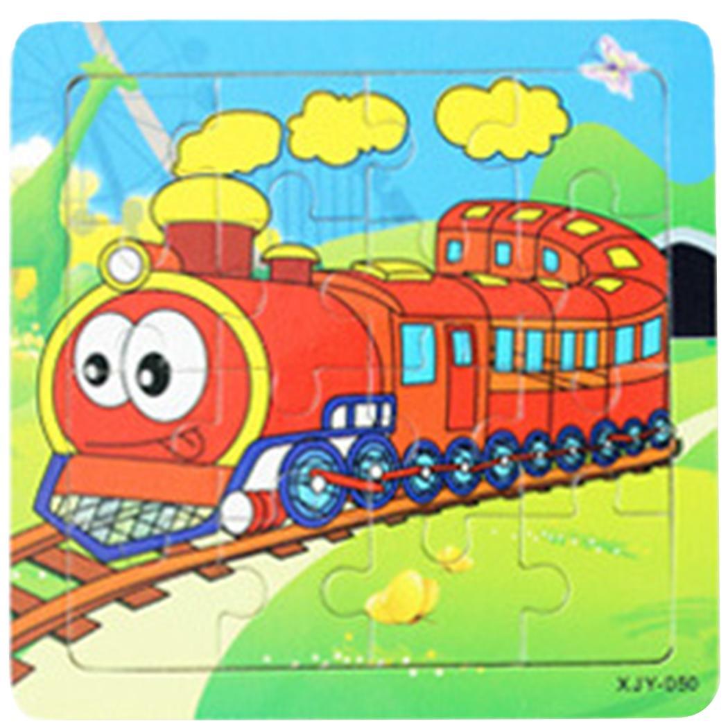 Kids Cartoon Houten Puzzel Kinderen DIY Educatief Jigsaw Multicolor Leren Speelgoed: train