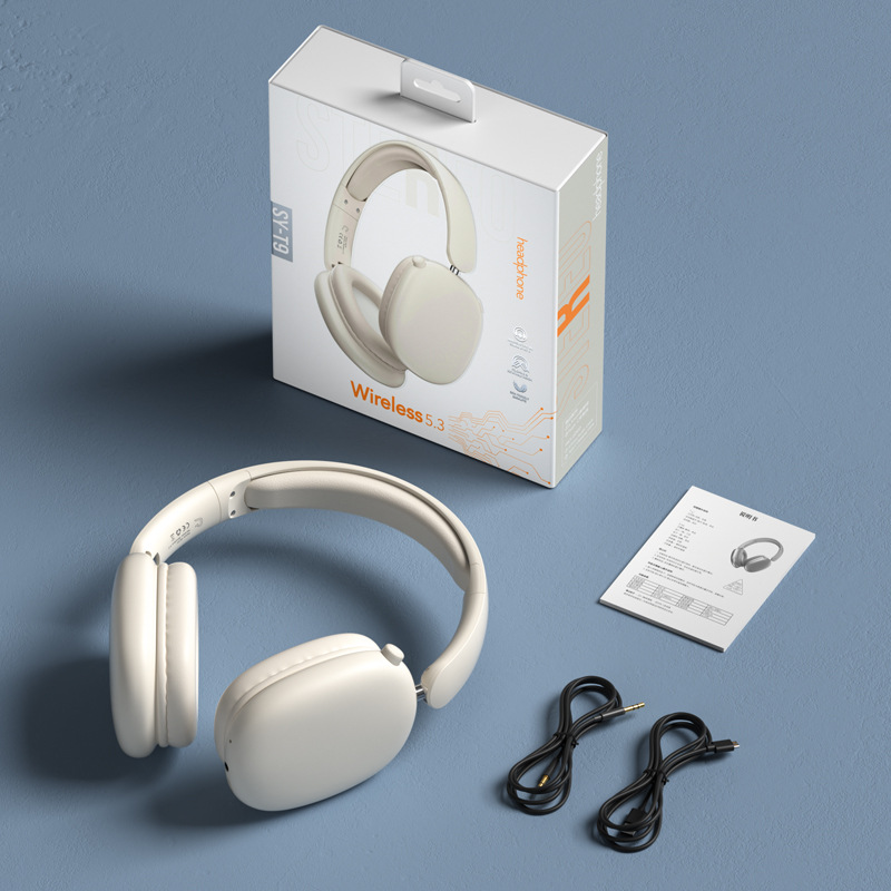 wireless head mounted Bluetooth earphones with no sound leakage, gaming phones, computers, noise cancelling earphones: Khaki