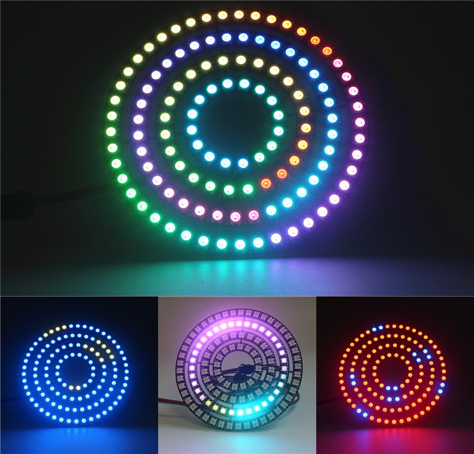 Individually Addressable WS2812B Pixel Ring 8/16/24/35/45Leds 5050 RGB Led Ring WS2812 IC BuiIt-in Led Module Pixel Strip Lights