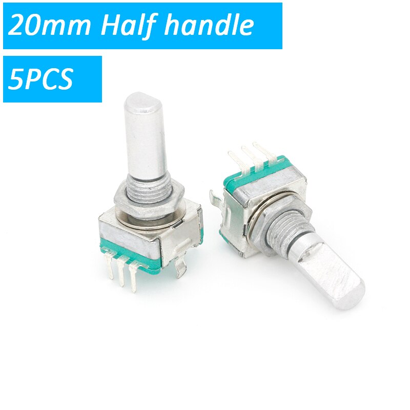 5 Stks/partij 20 Positie 360 Graden Roterende Encoder EC11 W Drukknop 5Pin Handvat Lange 15/20Mm Met een Ingebouwde Drukknop: 20MM  Half handle