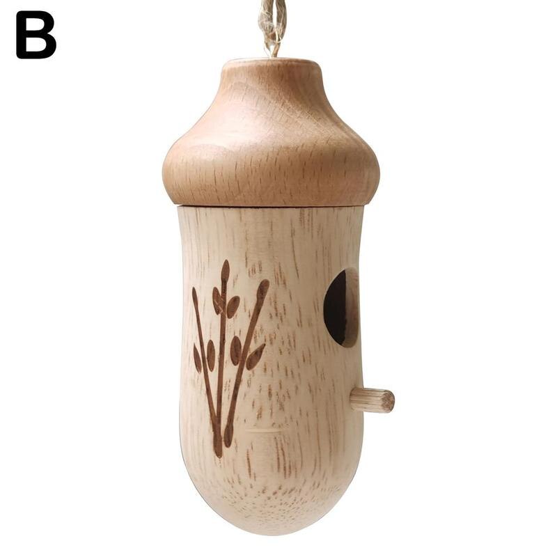 Hanging Wooden Hummingbird House Outdoor Hanging Wooden Bird Feeder Swing Hummingbird Nest For Wren Swallow Sparrow Finch Houses: B