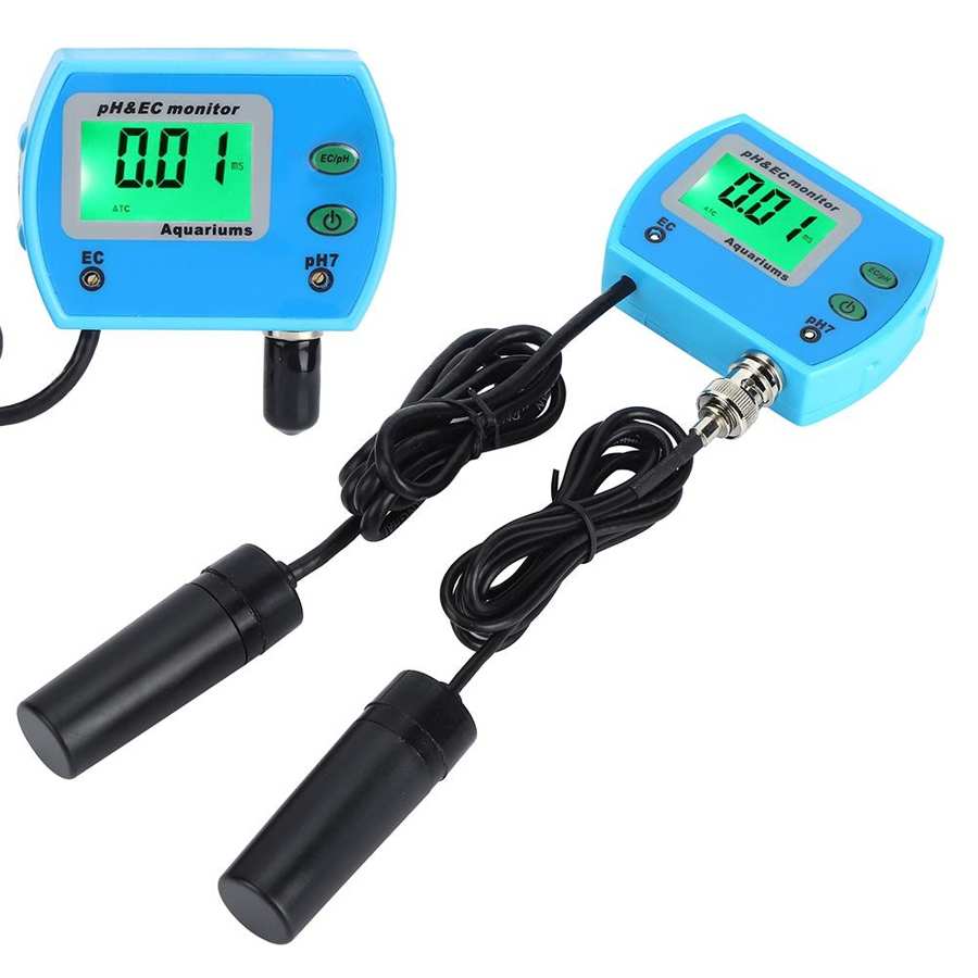 PH/EC Tester Meter On-Line Water Monitor Analysis for Aquarium Swimming Pool EU 230-240V Digital Meter