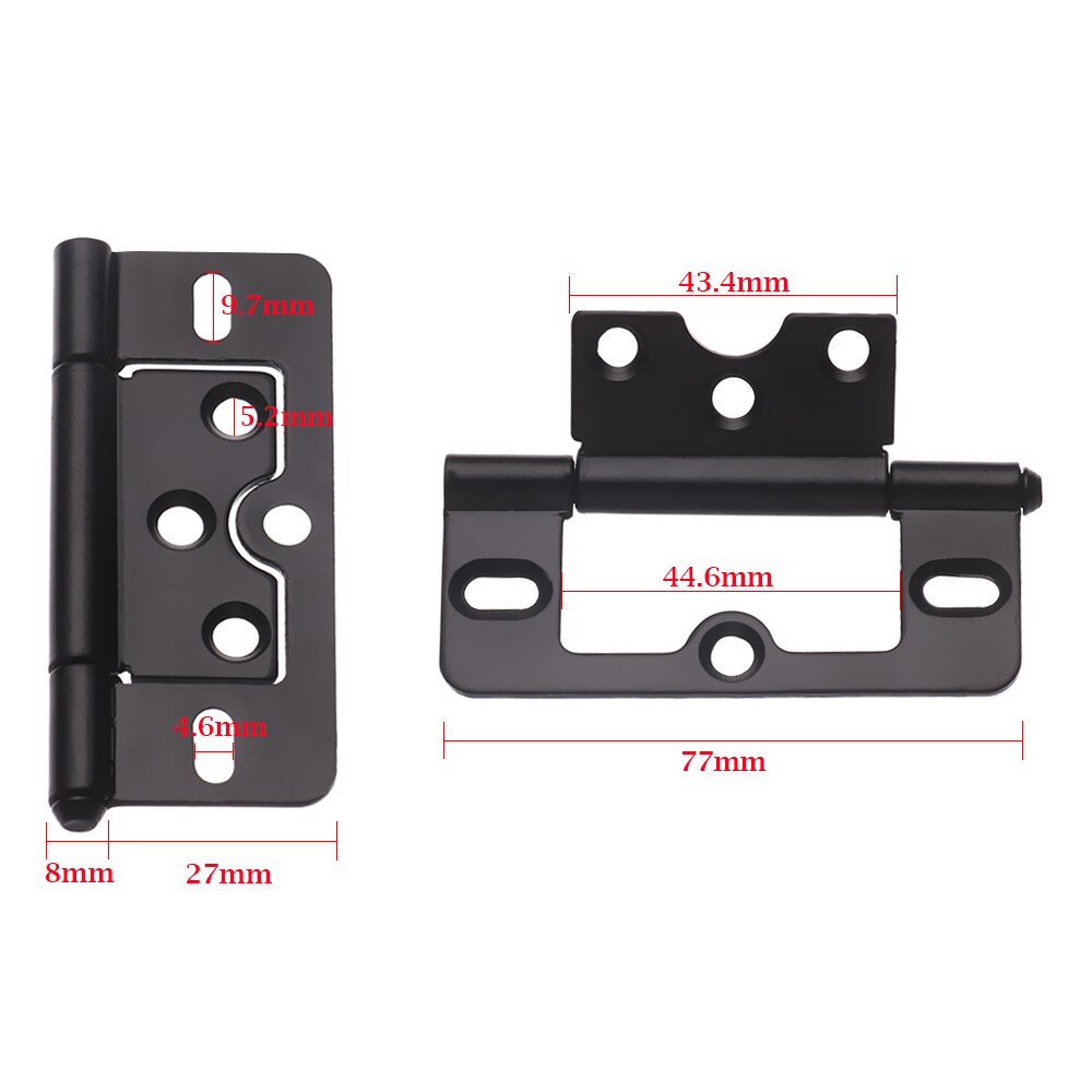 1Pair 3 Inch Iron Flush Door Hinges Folded Connect Hinges Close Hinges Large Cabinet Cupboard Furniture Hardware Accessories
