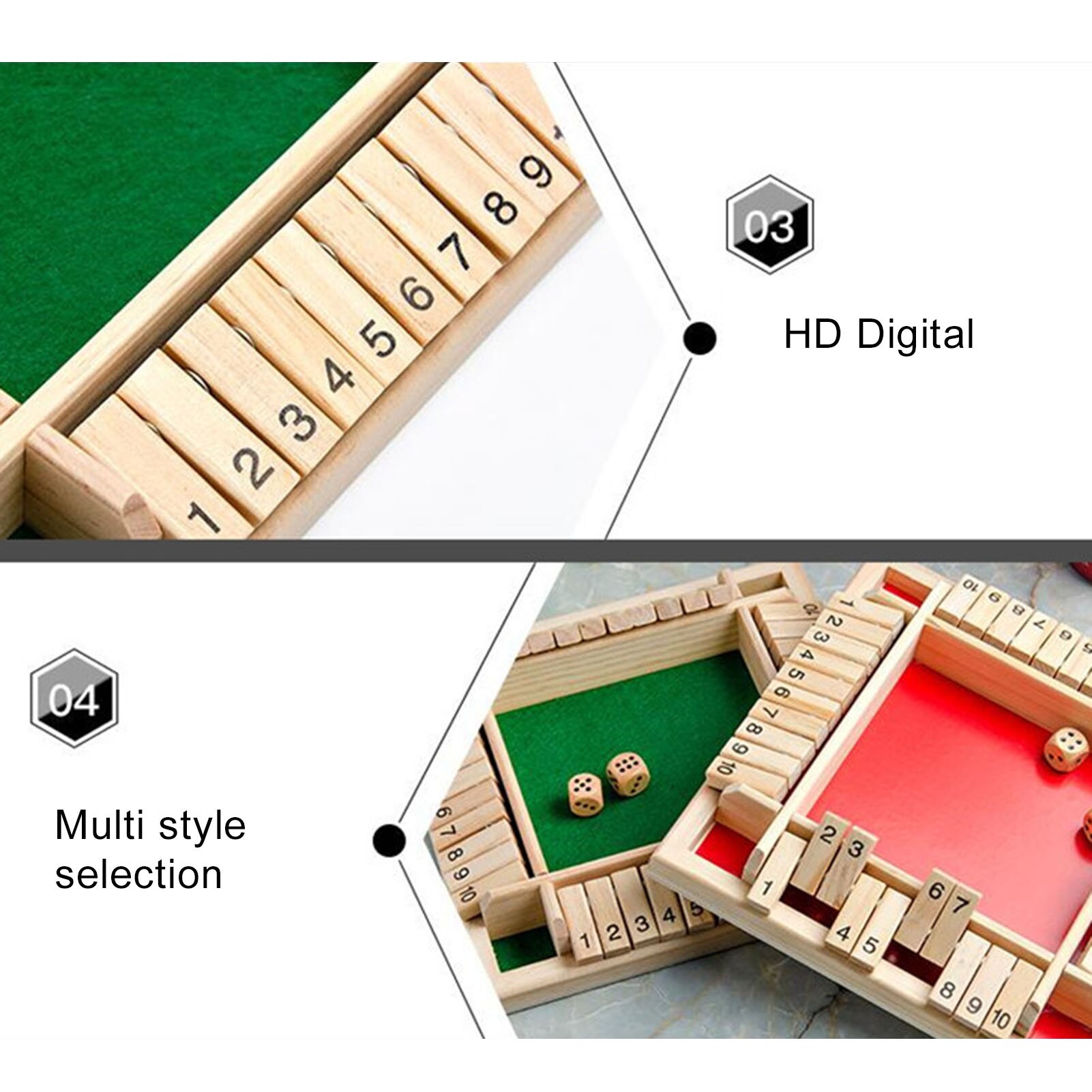 4 Zijdig 10 Nummers Sloot De Doos Bordspel Houten Mathematische Traditionele Pub Board Dice Game Familie Reizen Leuk Spel set