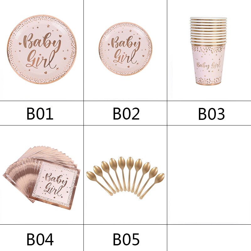 Rose Gold Wegwerp Servies Set Papieren Borden Cups Baby Meisje Verjaardag Bruiloft Bachelorette Party Decora Baby Shower Servies