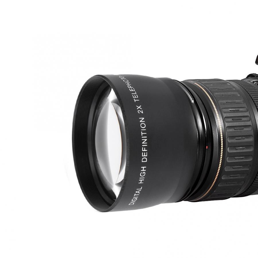 Camera Lens for 55mm 2X Magnification HD Tele Converter Camcorder Lens for 55mm Mount Camera Waterproof portable Lens