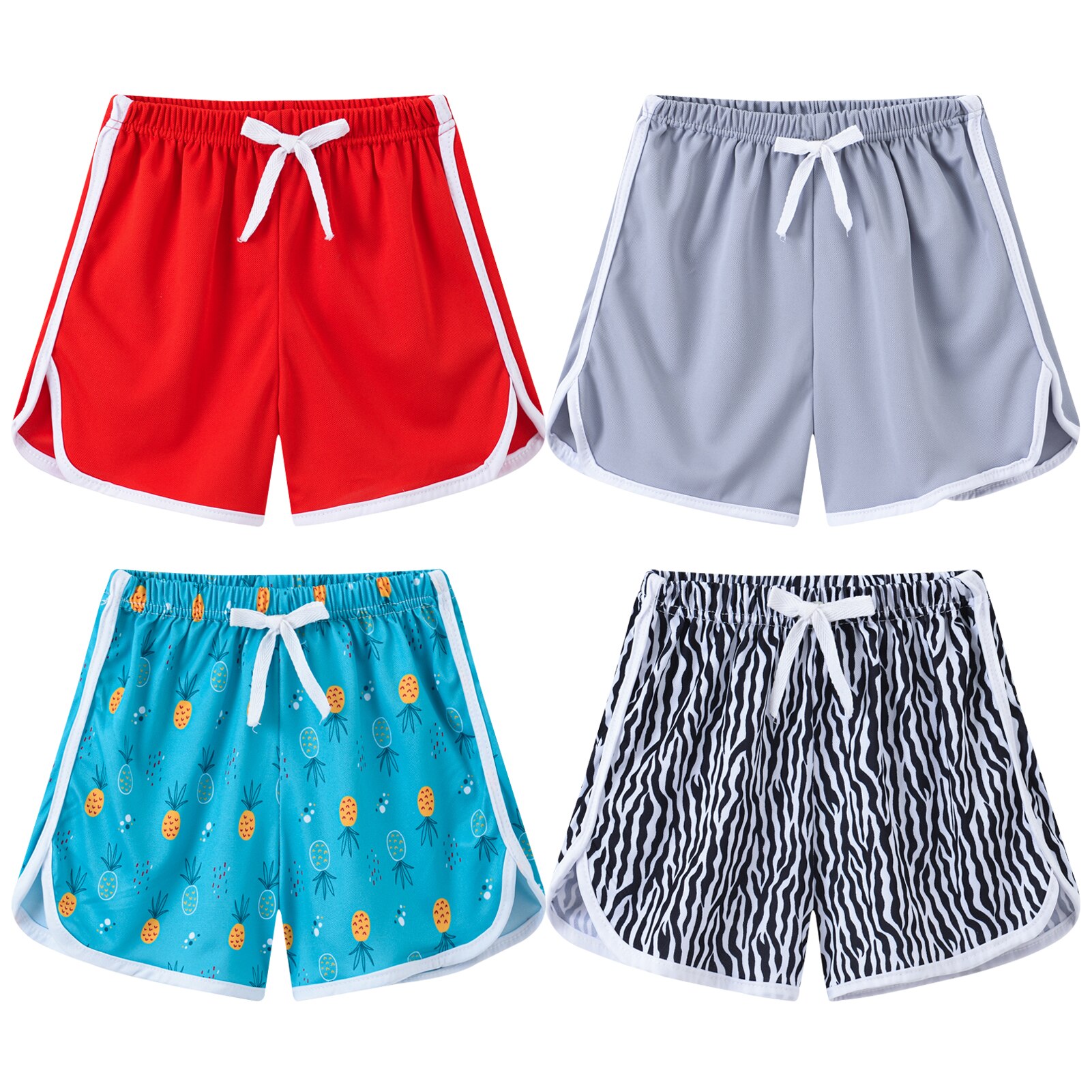 Shorts de plage pour enfants, pantalons de sport décontractés pour garçons et filles, culottes absorbant la transpiration imprimées, vêtements de natation quotidiens pour piscine, 4 pièces: 4pcs-Type 3 / 130