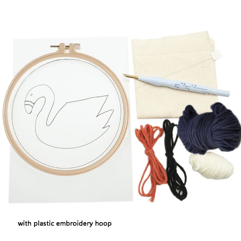 DIY Unfinished Embroidery Poked Kit Fruit Animal Punch Needle Cross Stitch Bag: F