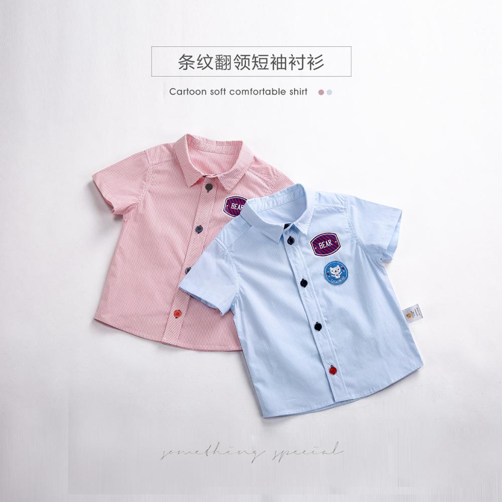 Ciciibear babykleding jongens meisjes katoenen shirt met korte mouwen zomer babykleding cartoon revers gestreept shirt