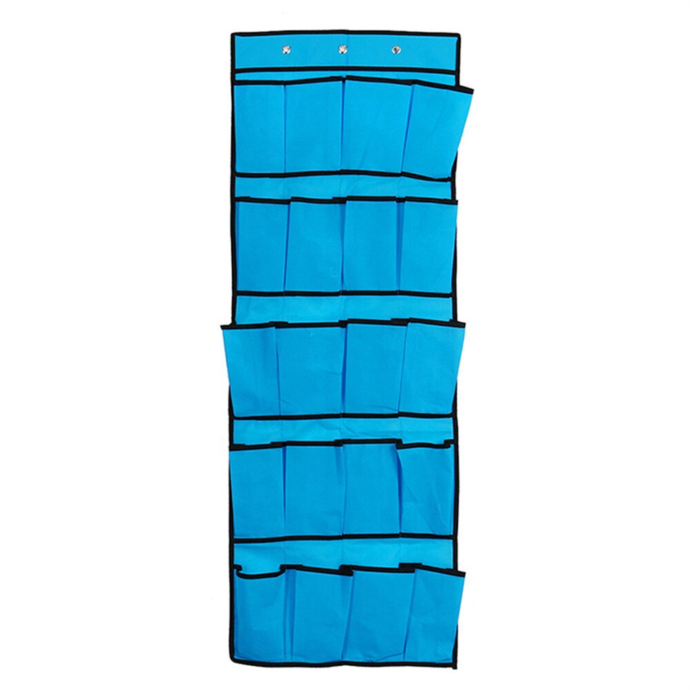 Organizador de zapatos para colgar sobre la puerta, estante de almacenamiento de 20 bolsillos, bolsa de almacenamiento montada en la pared con ganchos: Blue