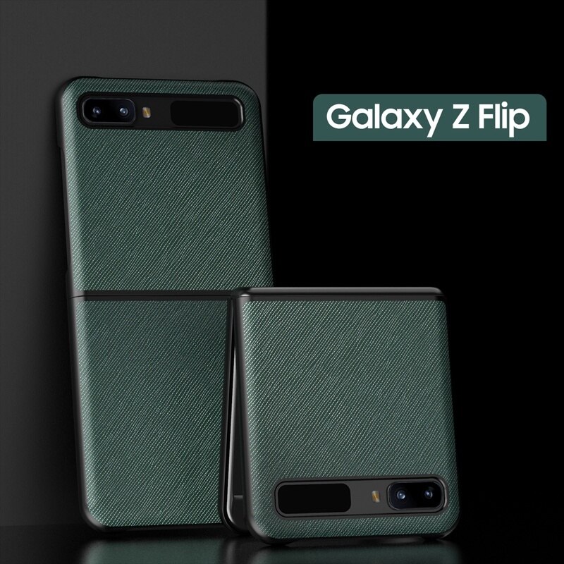 Luxus Kohlenstoff Fiber fallen Für Samsung Z kippen Litschi Getreide Kreuz Textur Leder Telefon Abdeckung Für Galaxis ZFlip Klapp Halfter: kohlefaser grün