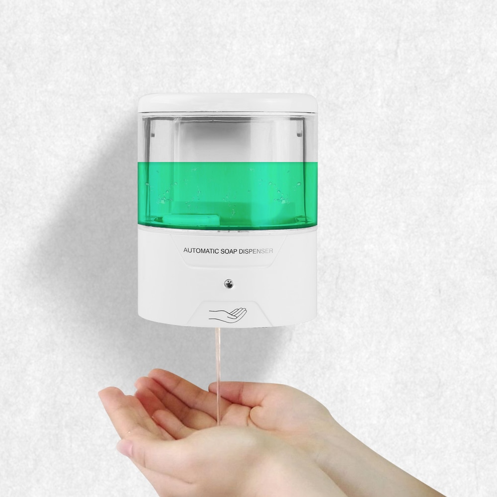 Dispensador de jabón líquido inteligente por inducción infrarroja blanco de 600 ml, Sensor sin contacto, dispensador automático de jabón para Cocina
