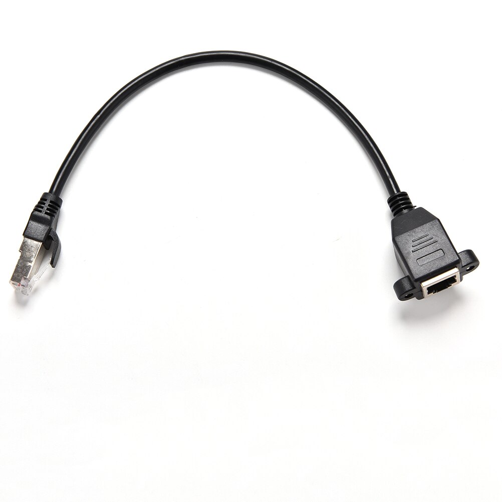 1PCS practical Black Male to Female Screw Panel Mount Ethernet LAN RJ45 Network Extension Cable