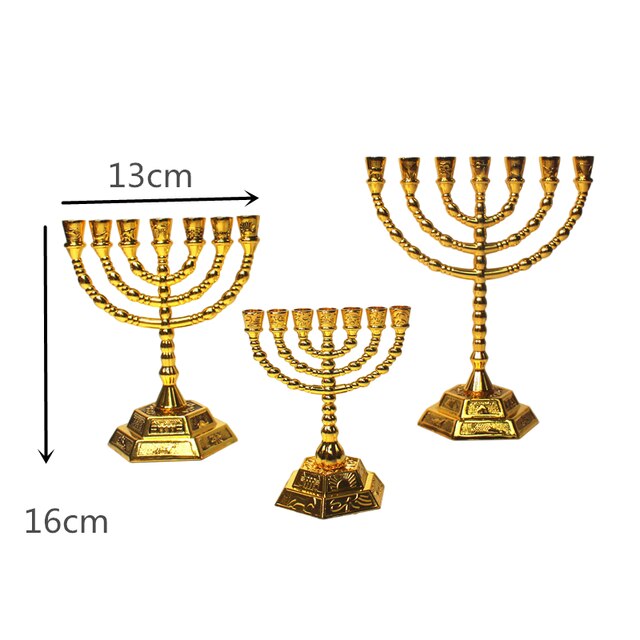 Menorah Hanukkah Candle Holder Jerusalem Home Decor 12 Tribes Jewish Candelabra Judaica 7 Branch Metal Candlestick: VIOLET/紫罗兰