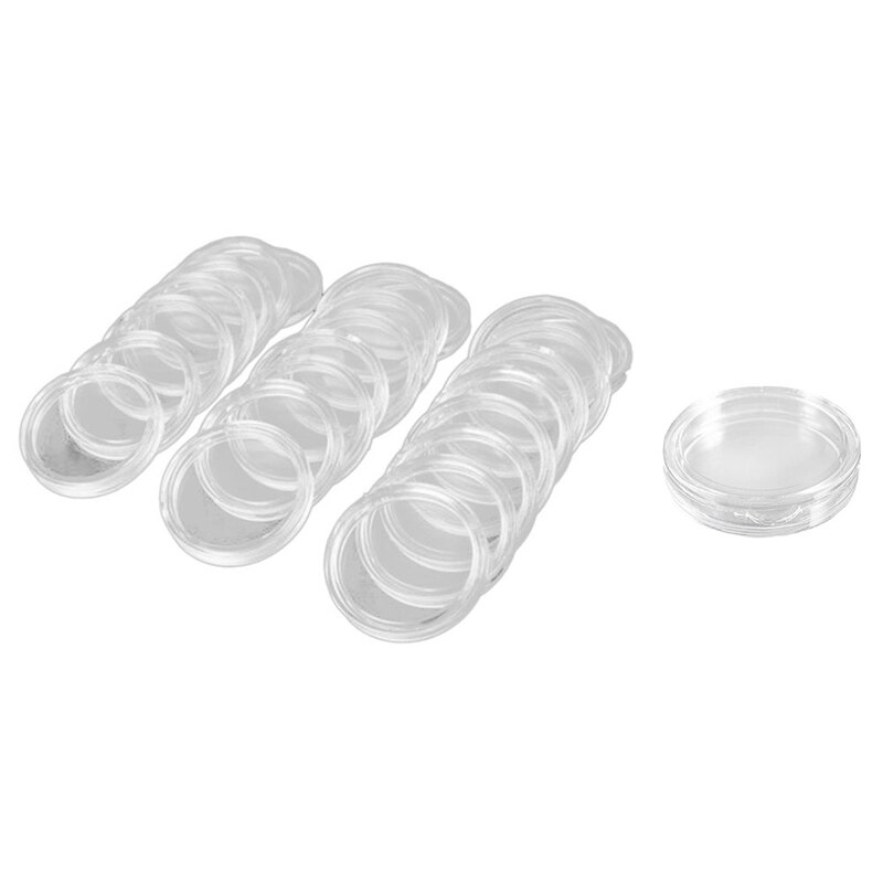 110 stuks kleine ronde transparante plastic muntcapsules doos , 10 stuks 22mm & 100 stuks 21mm