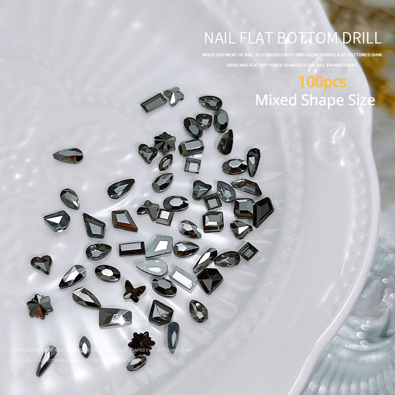 100 Uds Mini forma de cristal diamante decoraciones de uñas fondo plano diamantes de imitación Color mezclado piedras preciosas de vidrio accesorio de manicura DIY: Rosa