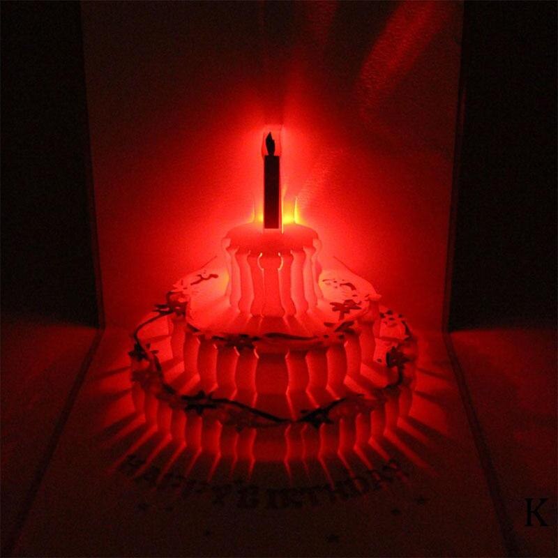 Anniversaire musique lumière carte de voeux noël et voeux 3D carte stéréo année F0W3: K