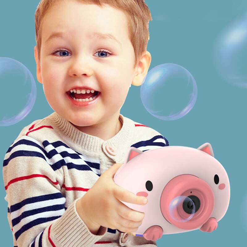 Cartoon Dier Automatische Bubble Machine Voor Lente Uitje Bubble Blazen Camera Muziek Speelgoed Kinderen Buiten Spel