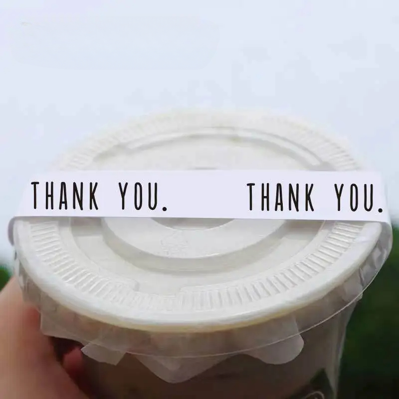 10 stücke zum Mitnehmen Packag Versiegelung Aufkleber Milch Tee Getränke Kaffee schmales Klebeband Aufkleber Versiegelung sband Rollen gedruckt Tasse Deckel Aufkleber: Gelb