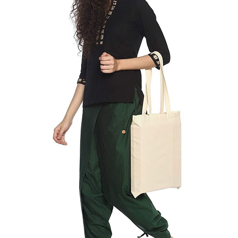 Canvas tassen 6- pack canvas tassen met een inhoud van 35 lbs, grote herbruikbare boodschappentassen van katoen, stevig, opvouwbaar en milieuvriendelijk