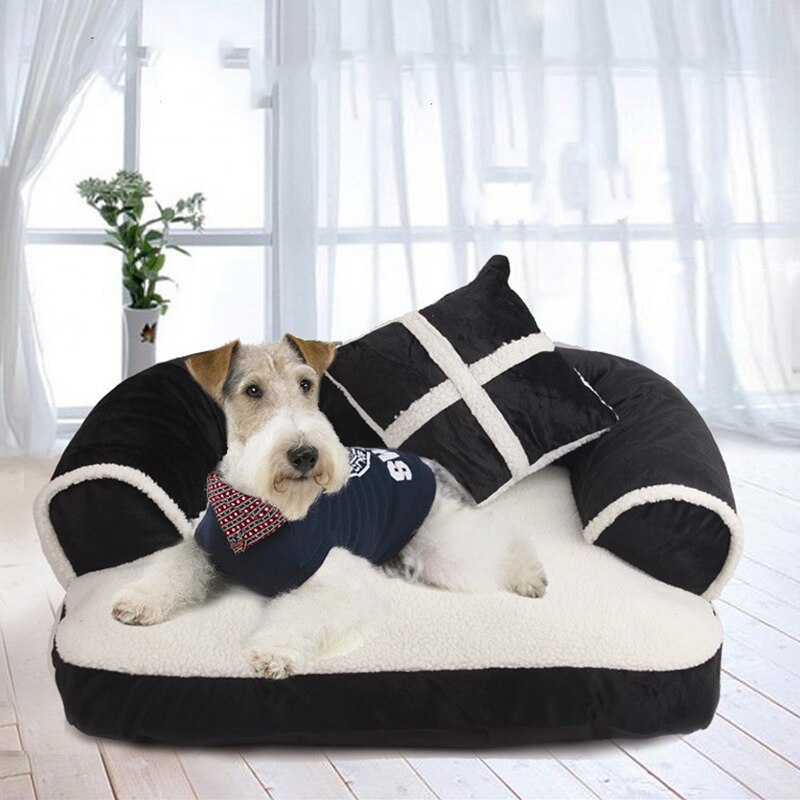 Angleterre Style chien lit maison chien tapis hiver dormir chats nid doux longue peluche chien panier coussin pour animaux de compagnie Portable animaux fournitures