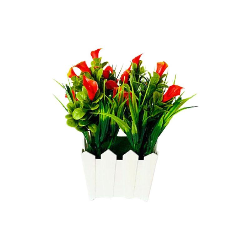 Fleur de lys Calla artificielle, Style, plante en Pot avec Pot bonsaï, ornements de jardin pour la maison