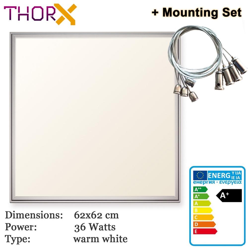 ThorX 62x62 cm Ultraslim LED Panel - 36 W, 3000 Lm with led driver 100-240V, cool/warm/neutral Japan Korea fast: Warm 62x62 and Set / 36W non Dimmable